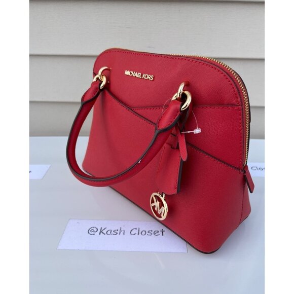 Michael Kors satchel dome purse jet set medium bag flame - Picture 4 of 11